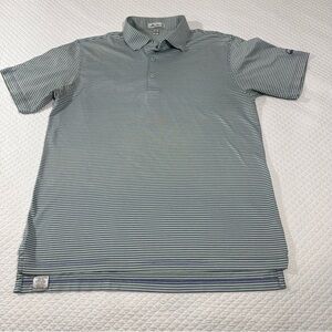 Peter Millar Men's Polo Shirt - Blue and Green Stripes Sz M